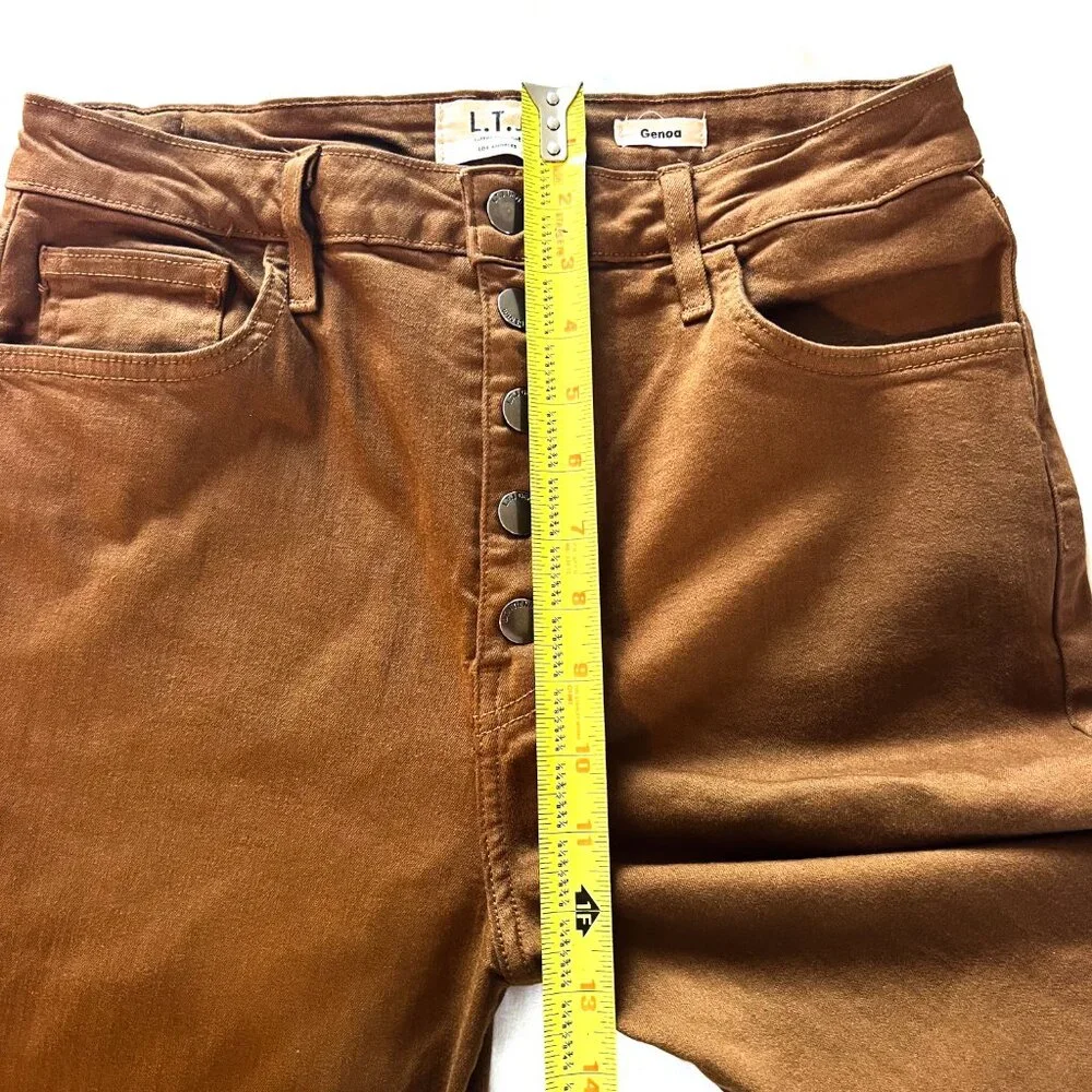 NEW L.T.J genoa fly button jean in camel size 28
